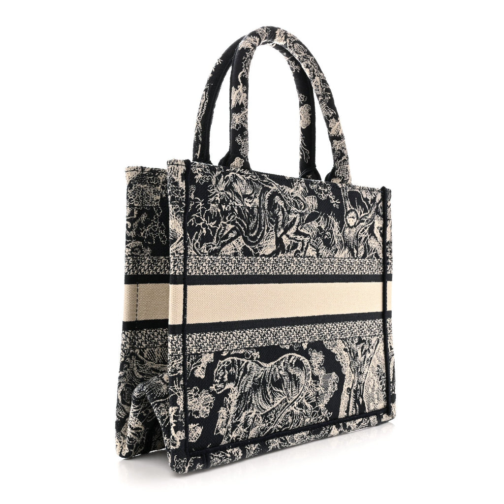Christian Dior Canvas Embroidered Small Dioriviera Toile De Jouy Book Tote Blue