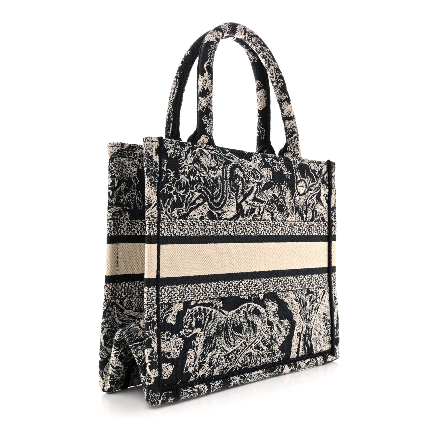 Christian Dior Canvas Embroidered Small Dioriviera Toile De Jouy Book Tote Blue