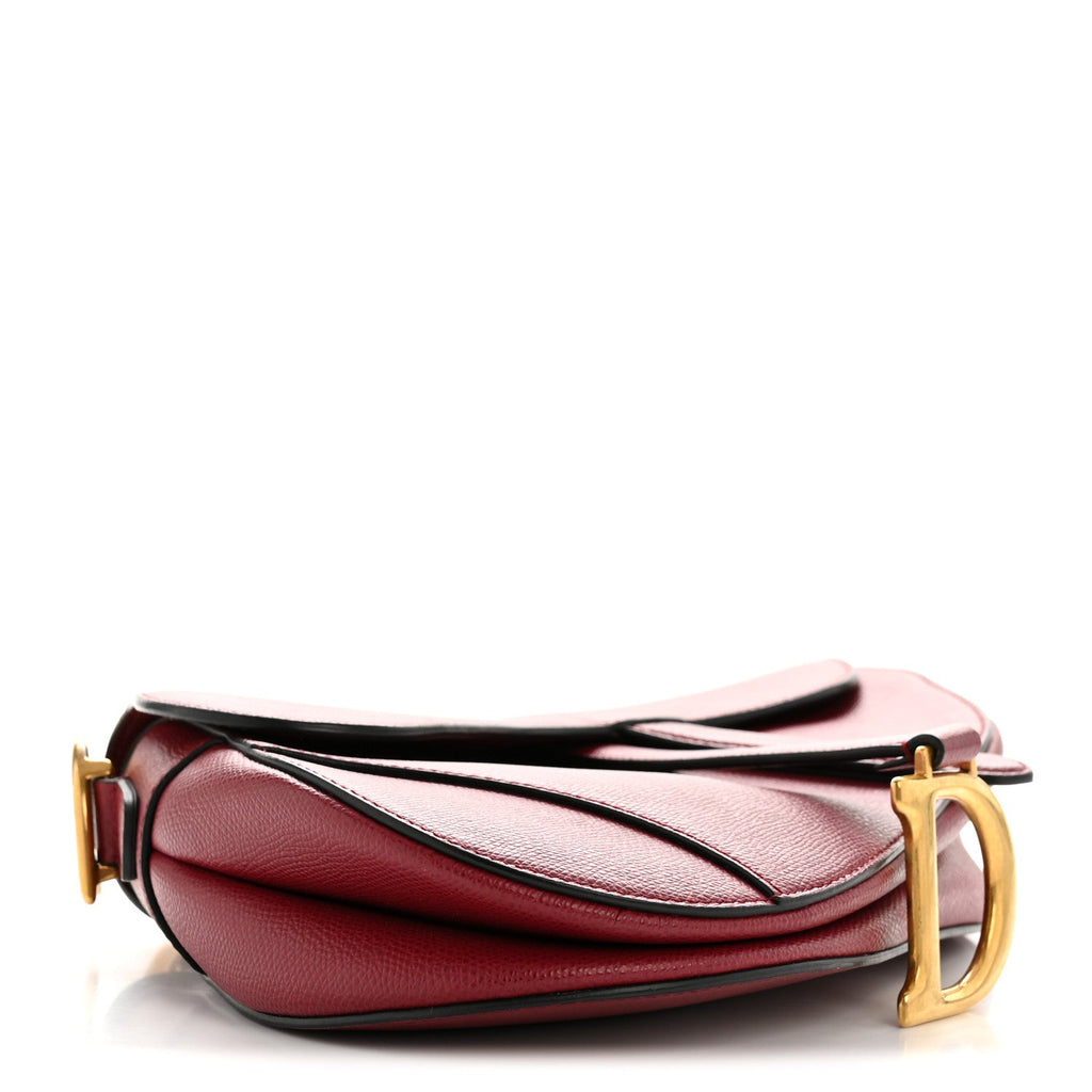 Christian Dior Grained Calfskin Saddle Bag Red