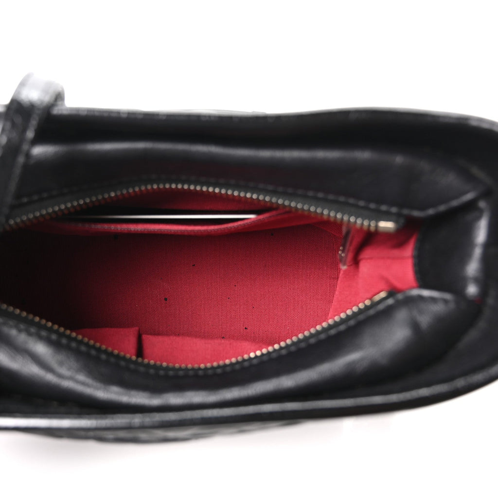 Chanel Aged Calfskin Quilted Small Gabrielle Hobo Black