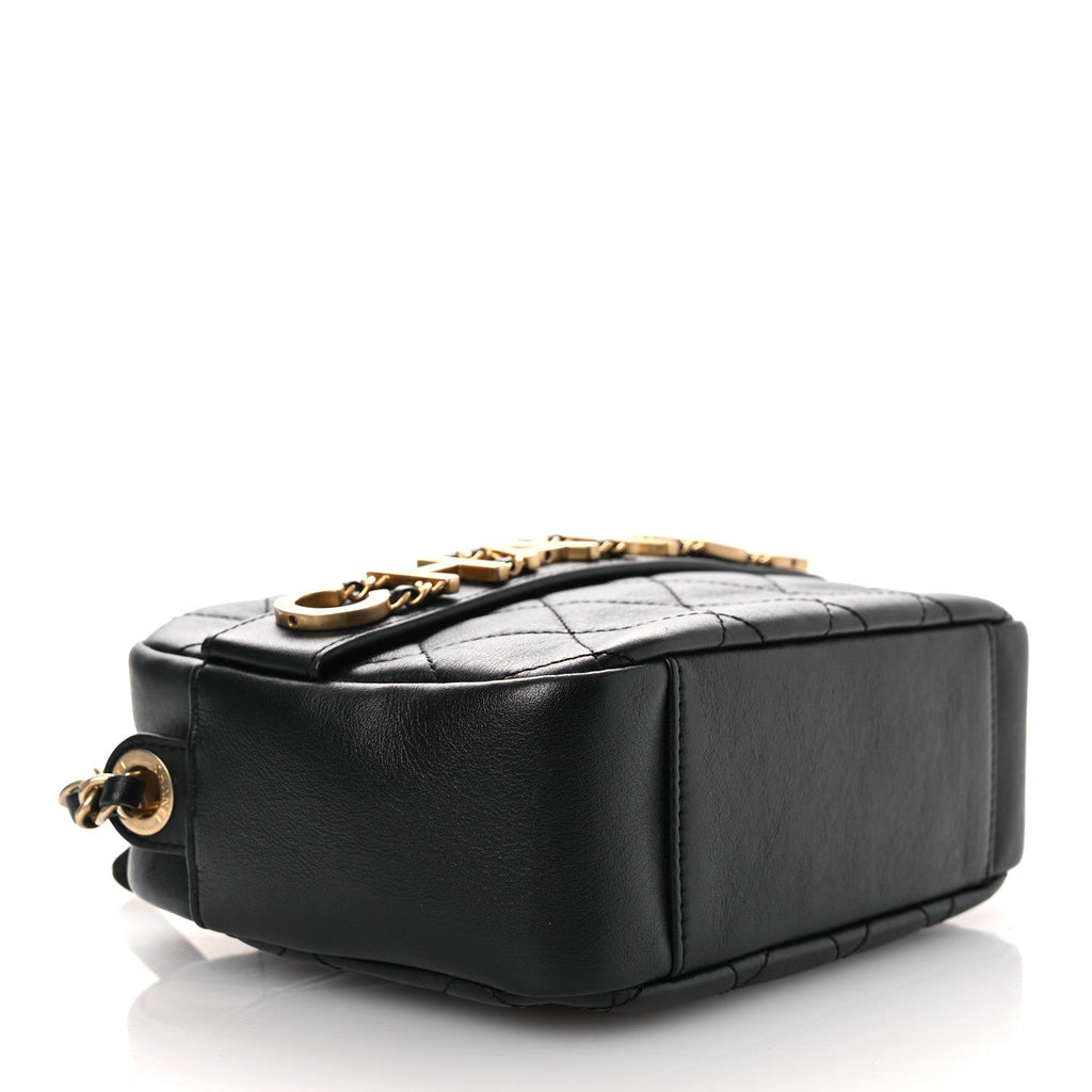 Chanel Calfskin Quilted Enchained Camera Case Bag Black