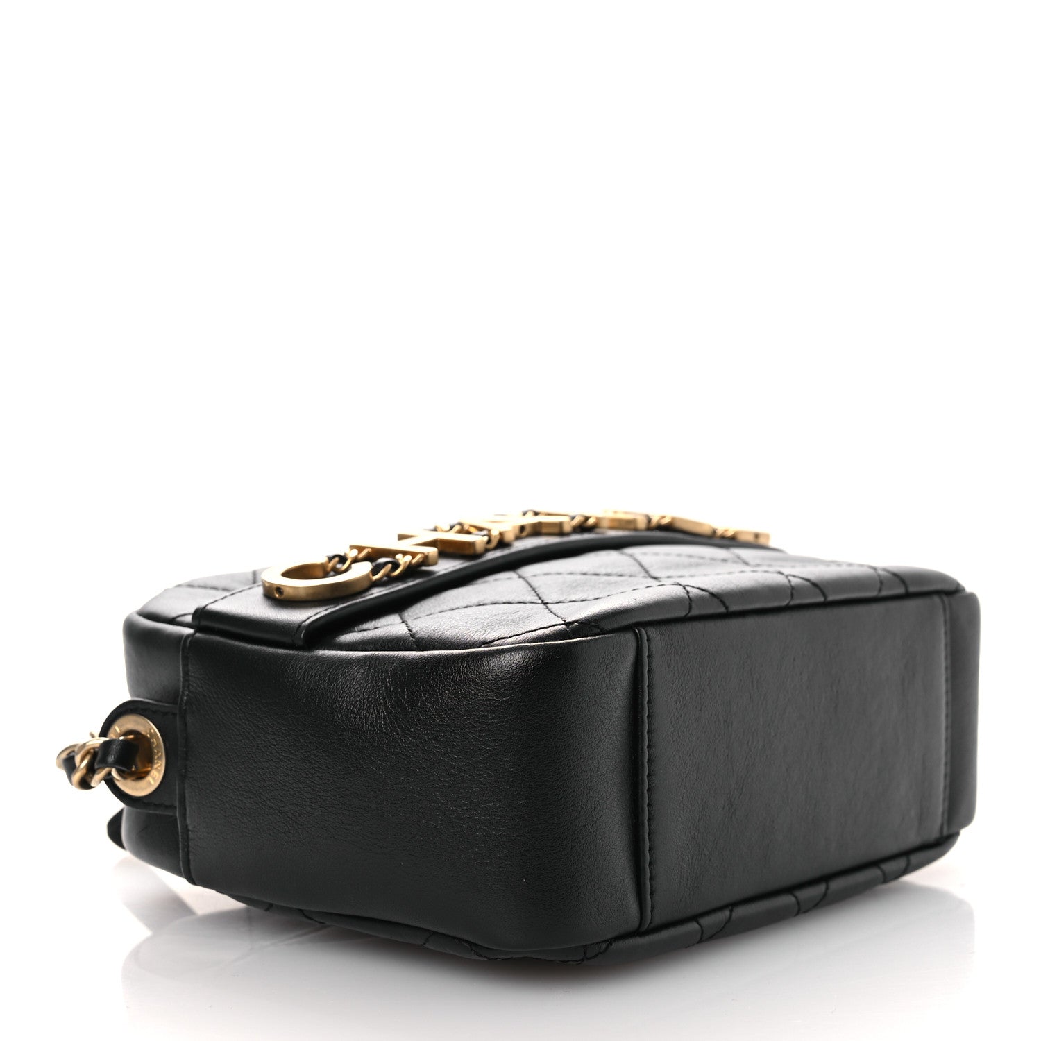 Chanel Calfskin Quilted Enchained Camera Case Bag Black