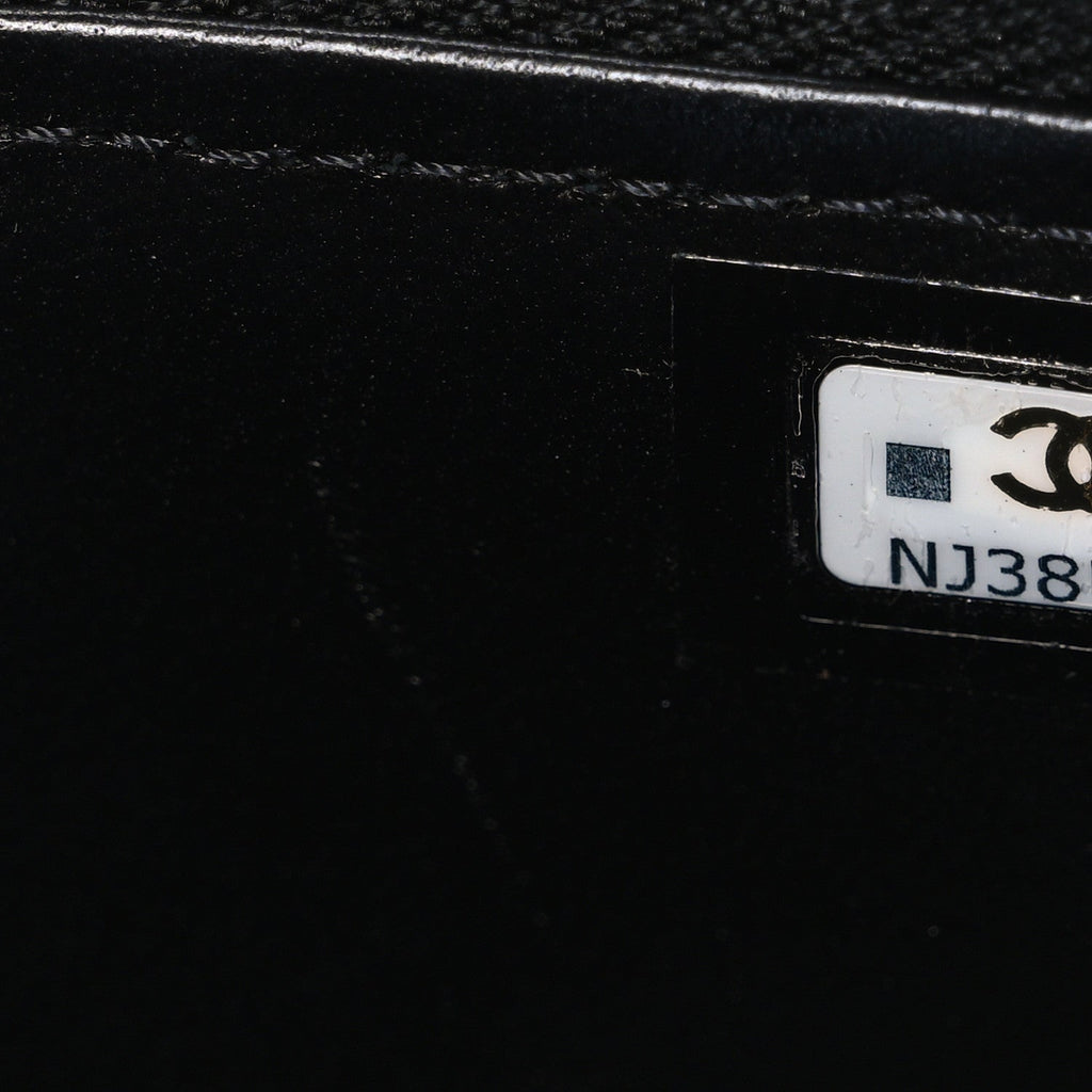 Chanel Lambskin Quilted Metal Mini Top Handle Vanity Case With Chain Black
