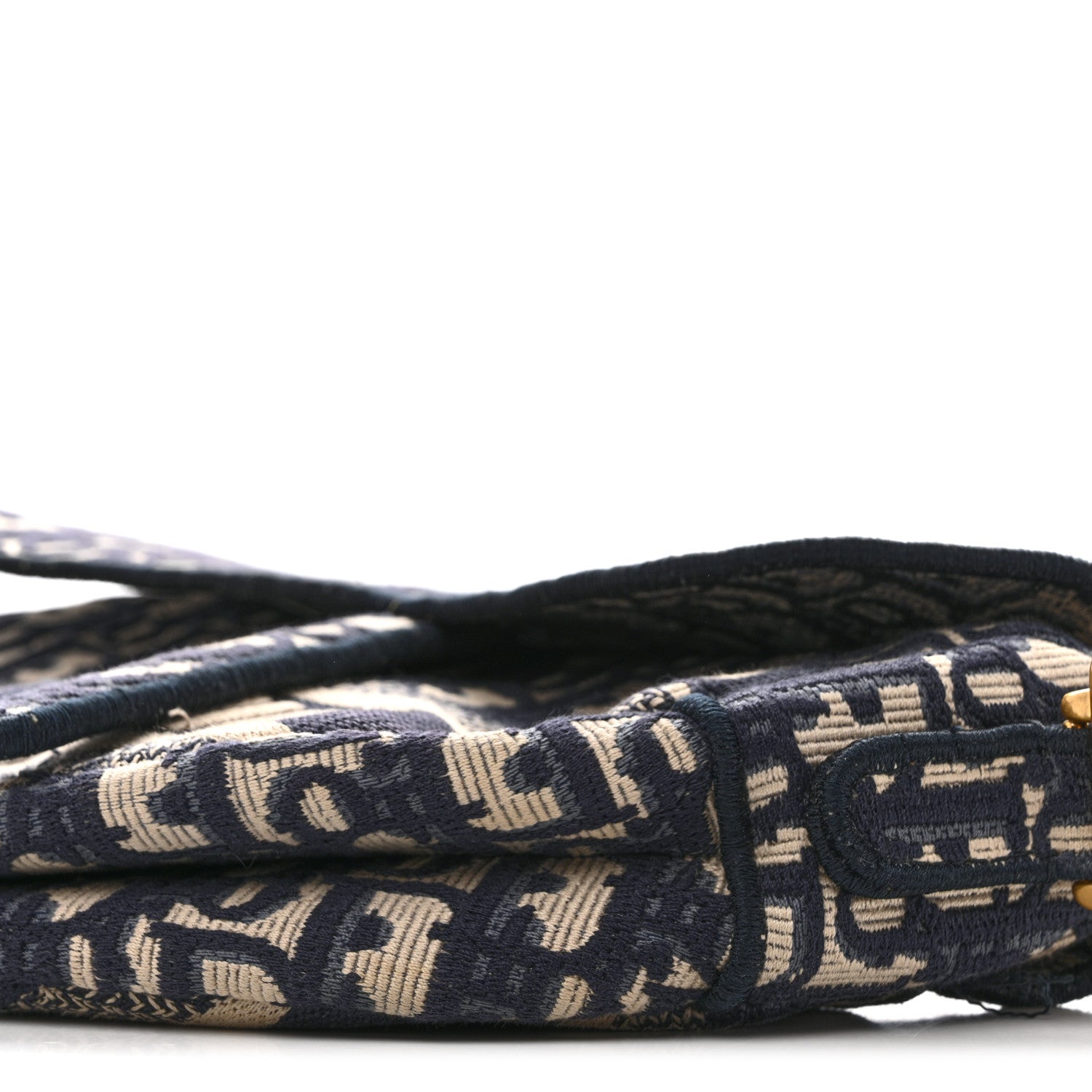 Christian Dior Oblique Embroidered Saddle Bag Blue