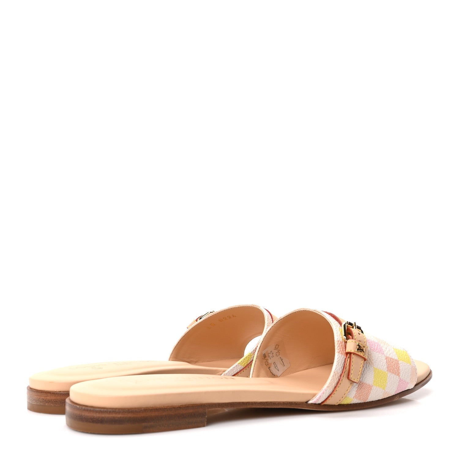 Louis Vuitton Damierlicious Neo Revival Flat Mule Sandals 40 Rose Peach