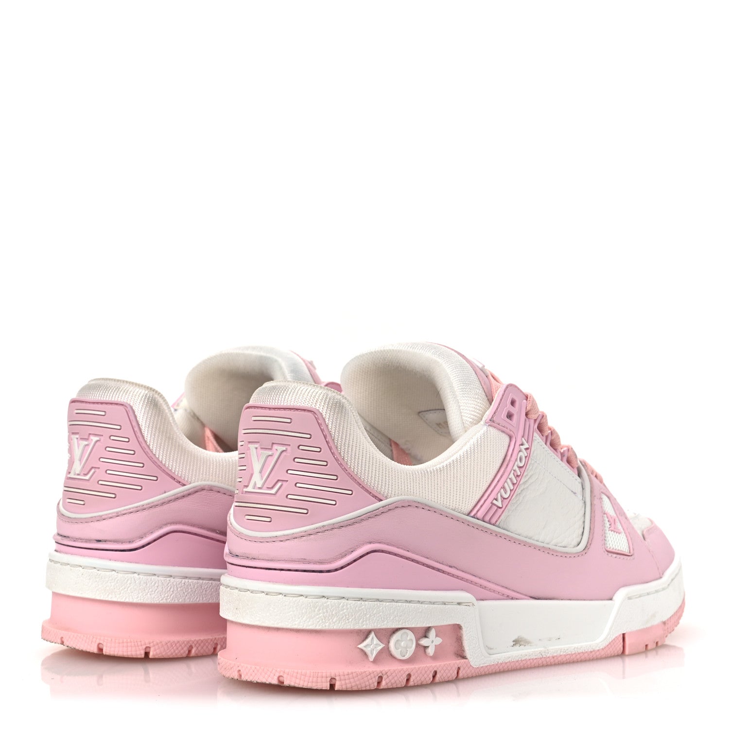 Louis Vuitton Calfskin Monogram Womens LV Trainer Sneakers 36.5 Light Pink