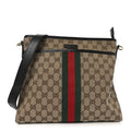 Gucci GG Monogram Web Flat Messenger Bag Black