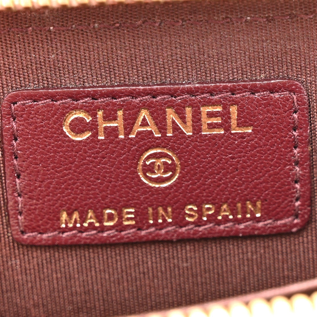 Chanel Sheepskin Quilted Vintage Mademoiselle Zip Coin Purse Pink