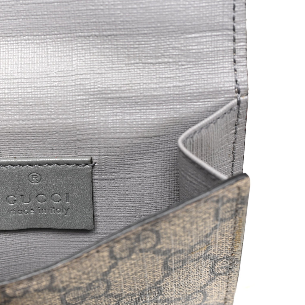 Gucci GG Supreme Monogram GG Pierce French Flap Wallet Ecru Grigio