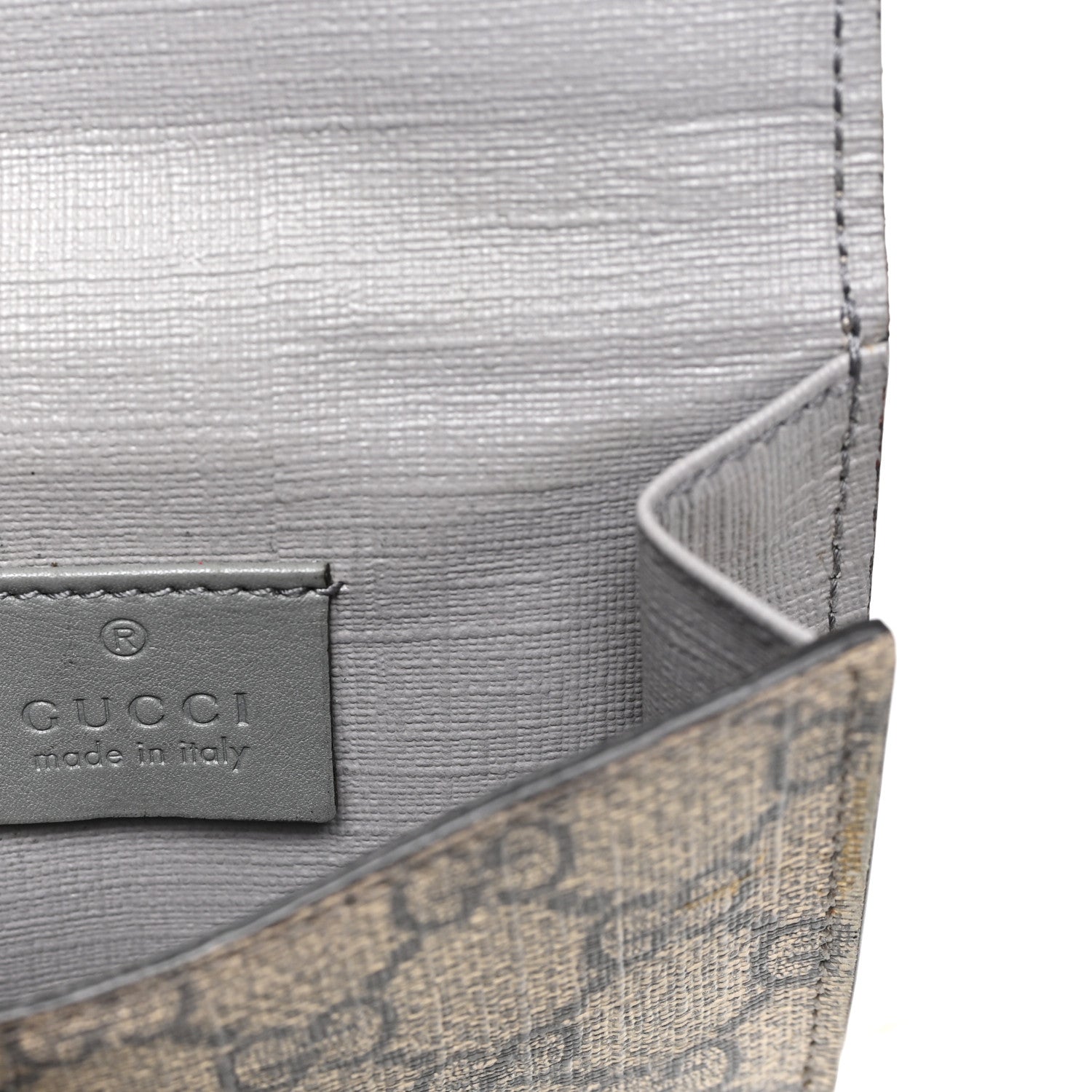 Gucci GG Supreme Monogram GG Pierce French Flap Wallet Ecru Grigio