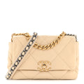 Chanel Lambskin Quilted Medium Chanel 19 Flap Beige