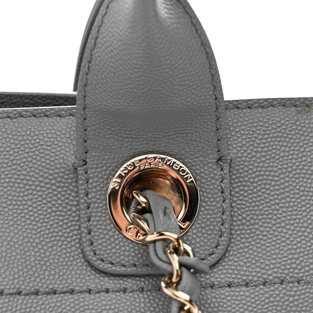 Chanel Caviar Studded Medium Deauville Tote Grey