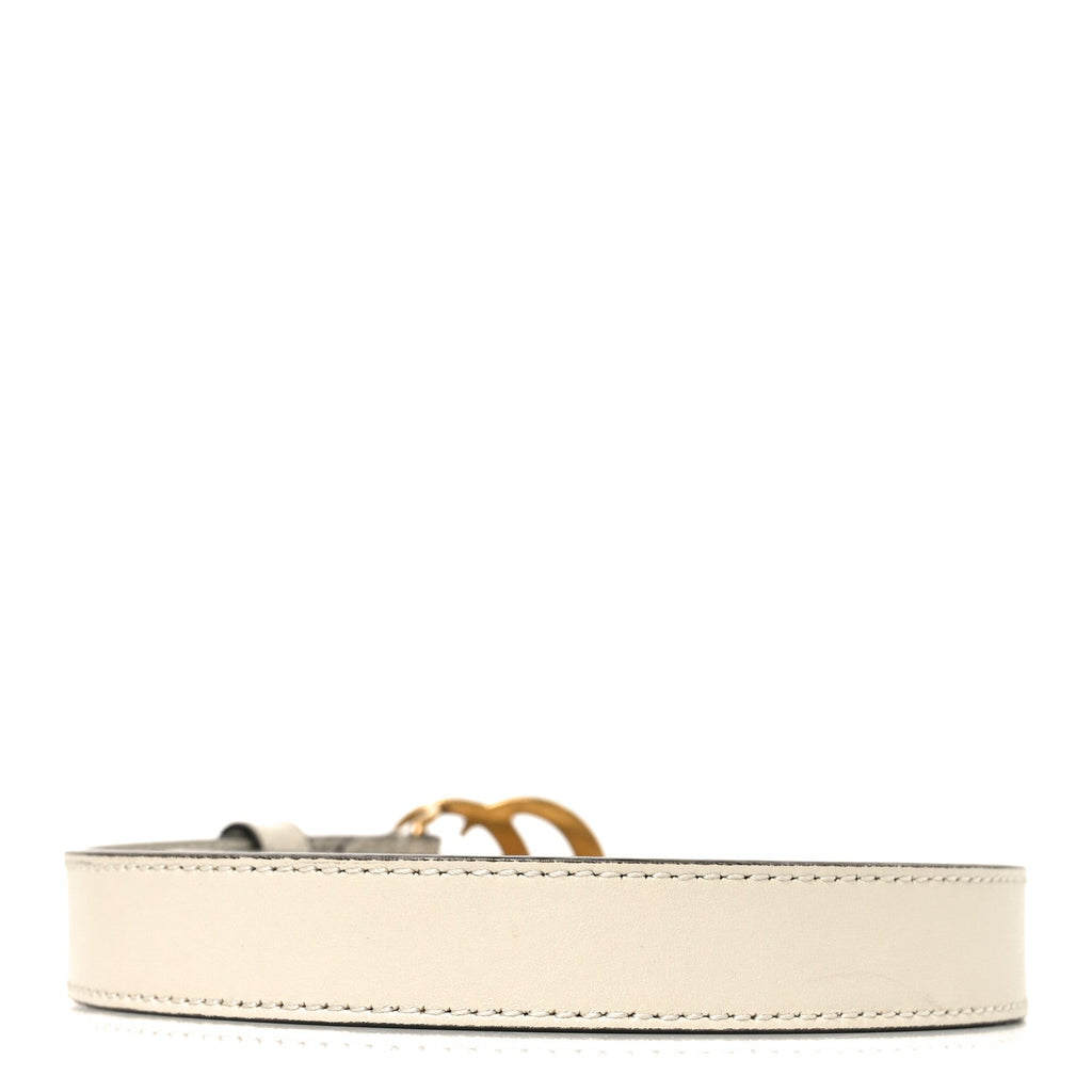 Gucci Calfskin Double G 20mm Belt 80 32 Mystic White