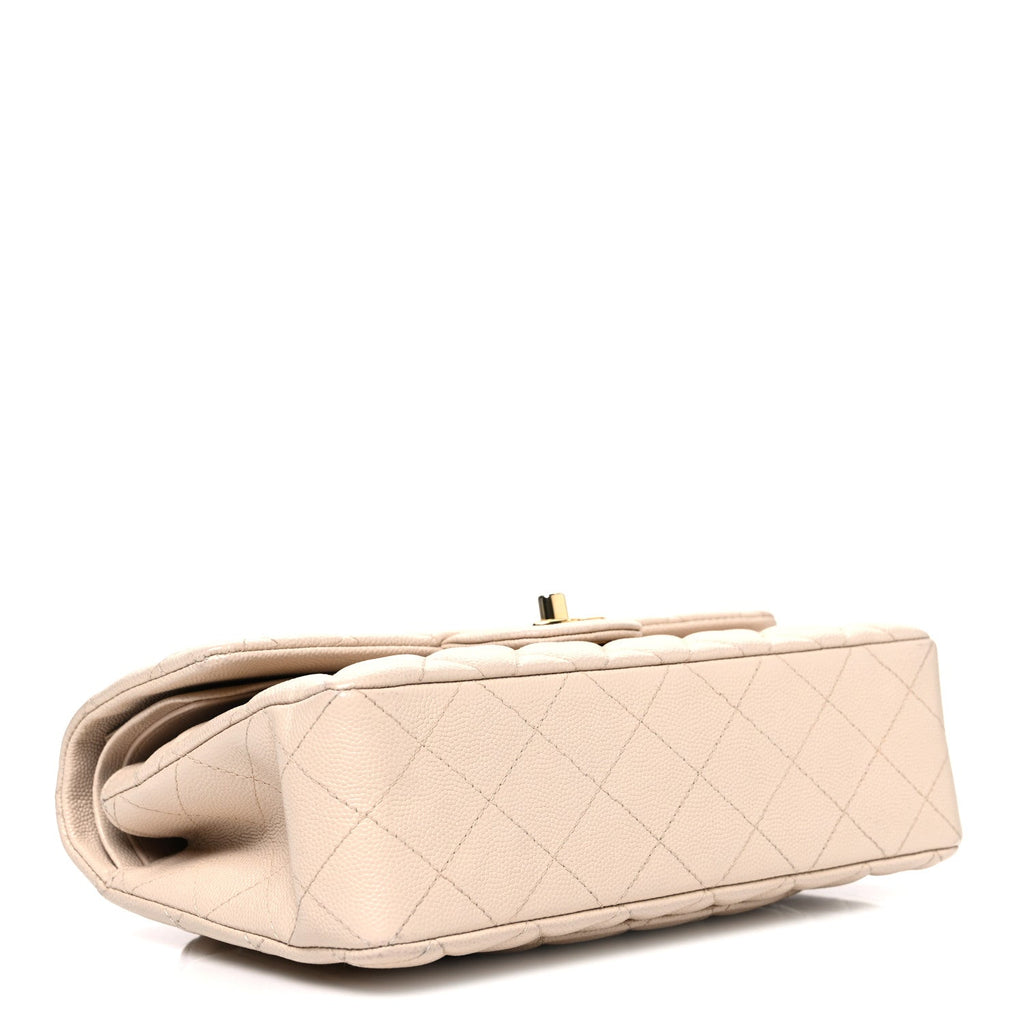 Chanel Caviar Quilted Small Double Flap Beige