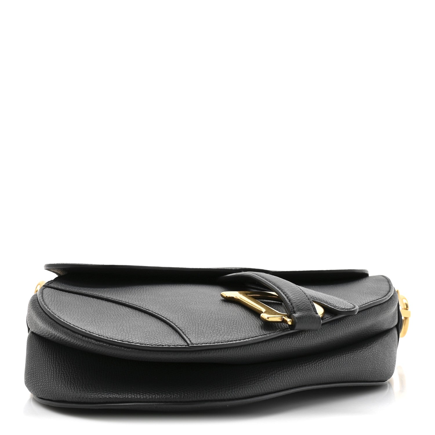 Christian Dior Grained Calfskin Saddle Bag Black