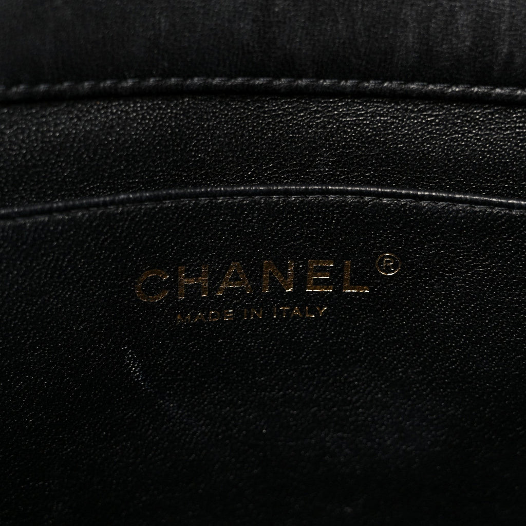 Chanel Lambskin Quilted Clutch With Chain Flap Black