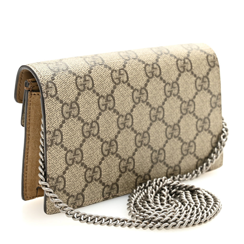 Gucci GG Supreme Monogram Super Mini Dionysus Shoulder Bag Taupe