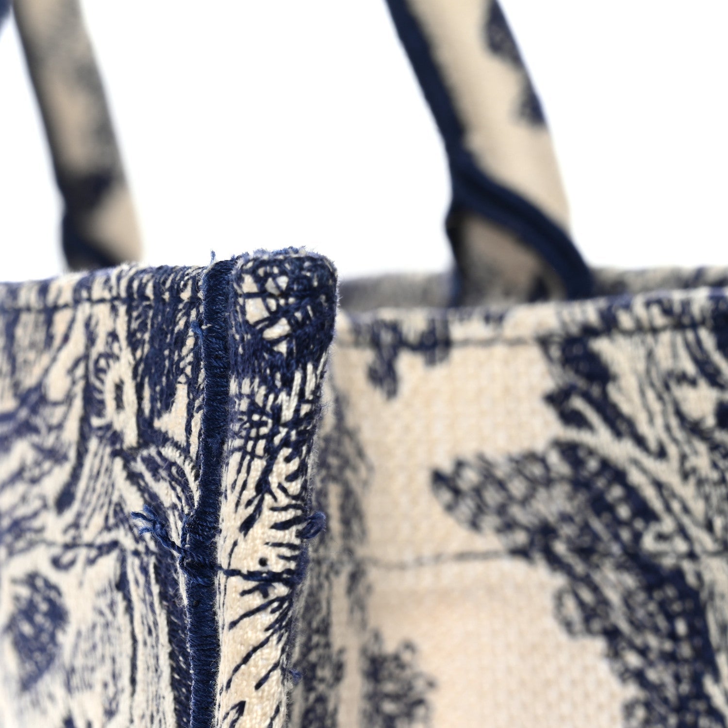 Christian Dior Canvas Embroidered Large Dioriviera Toile De Jouy Book Tote Blue