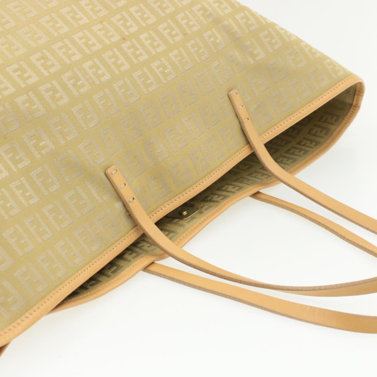 FENDI Zucchino Canvas Tote Bag Beige Auth am136b