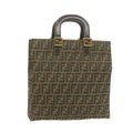 FENDI Zucca Canvas Hand Bag Brown Black  am332b