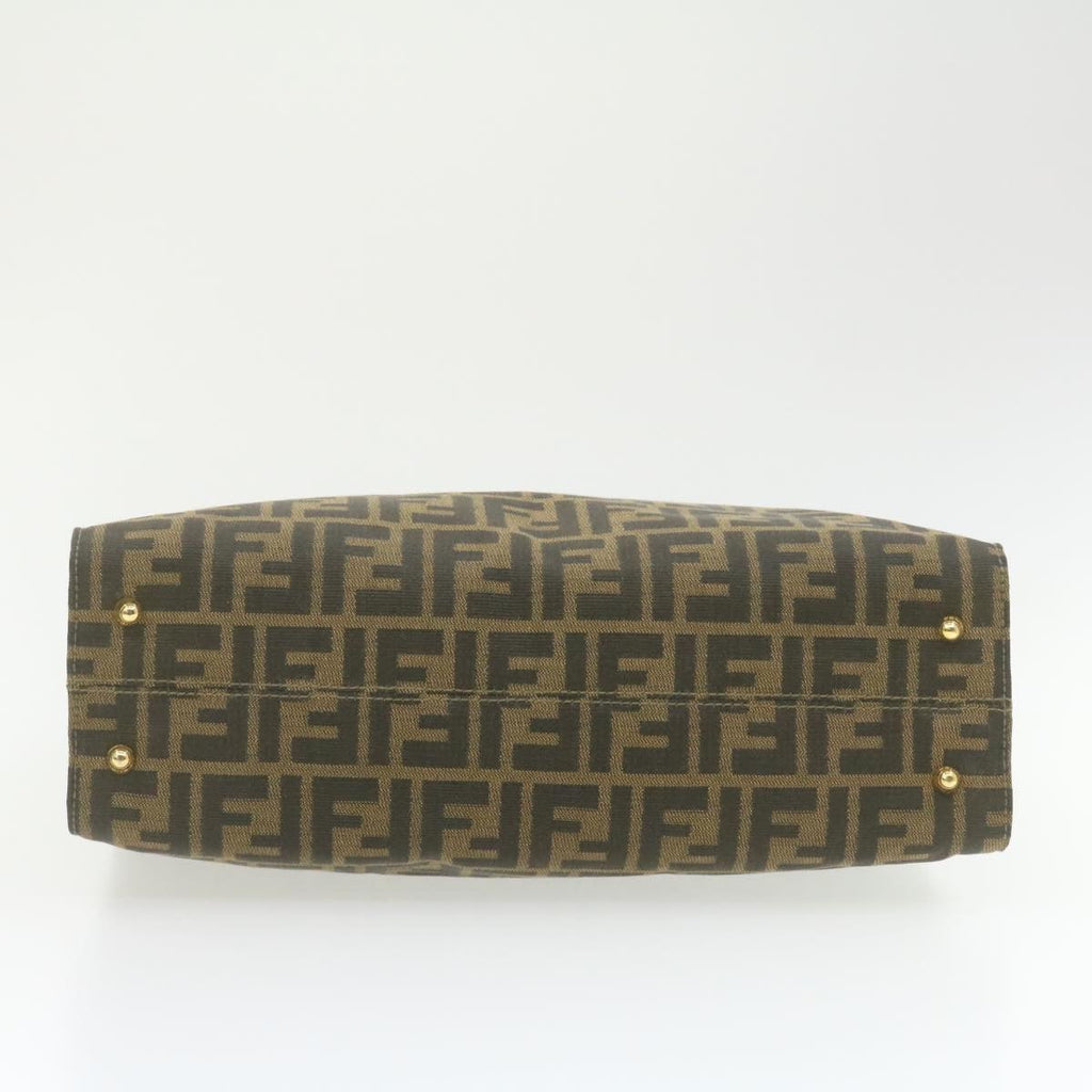 FENDI Zucca Canvas Hand Bag Brown Black  am332b