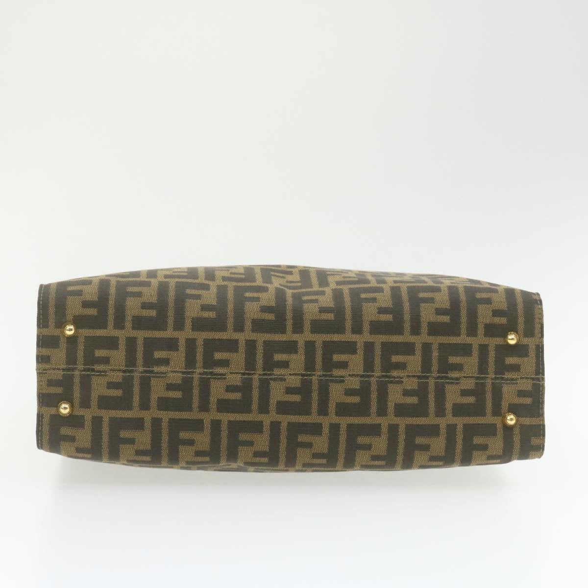 FENDI Zucca Canvas Hand Bag Brown Black  am332b