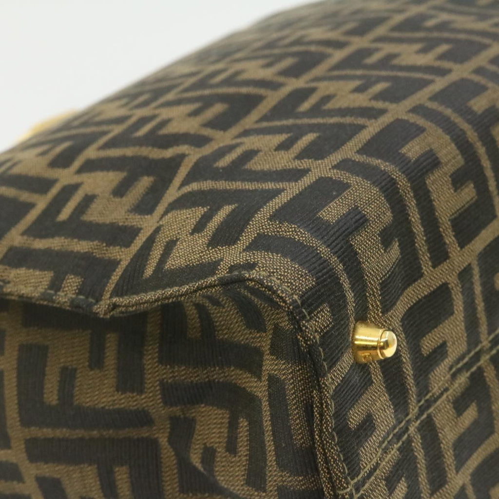 FENDI Zucca Canvas Hand Bag Brown Black  am332b