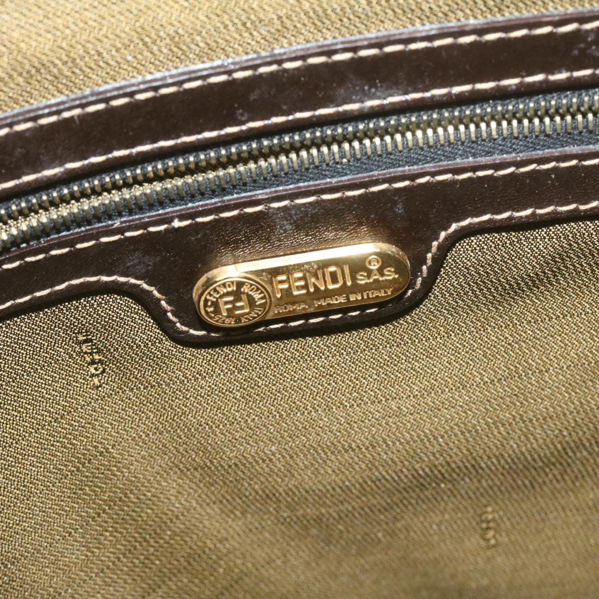 FENDI Zucca Canvas Hand Bag Brown Black  am332b