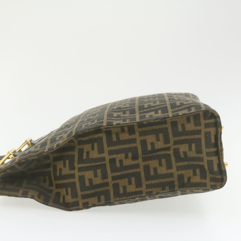FENDI Zucca Canvas Hand Bag Brown Black  am332b