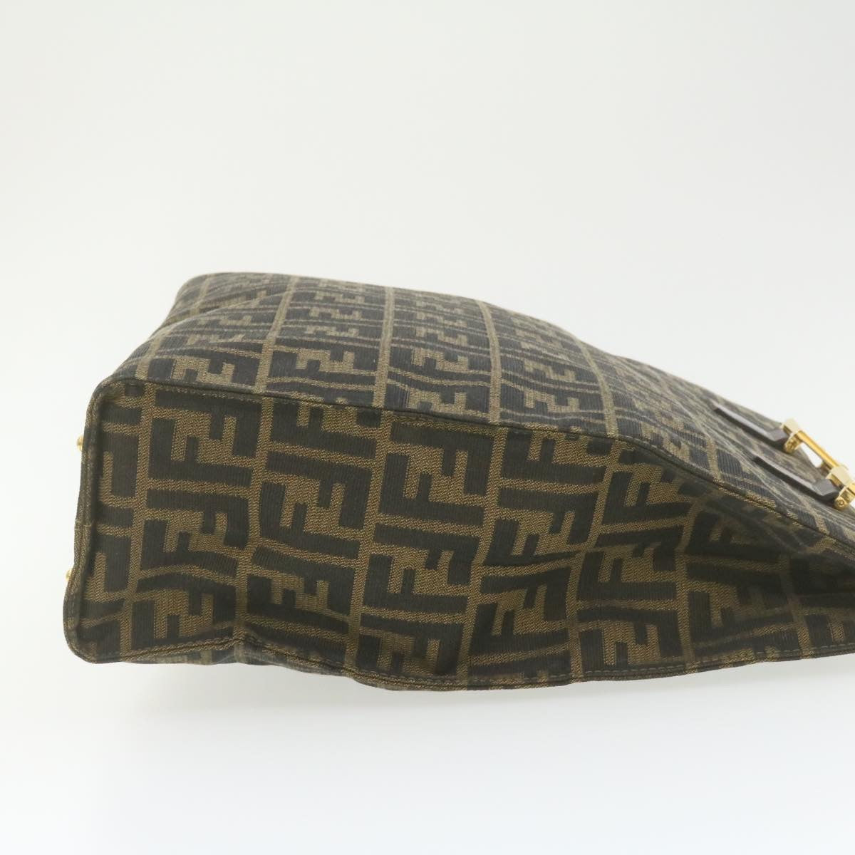 FENDI Zucca Canvas Hand Bag Brown Black  am332b