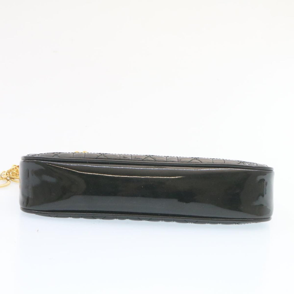 CHRISTIAN DIOR Chain Lady Dior Accessory Pouch Enamel Black  am427b