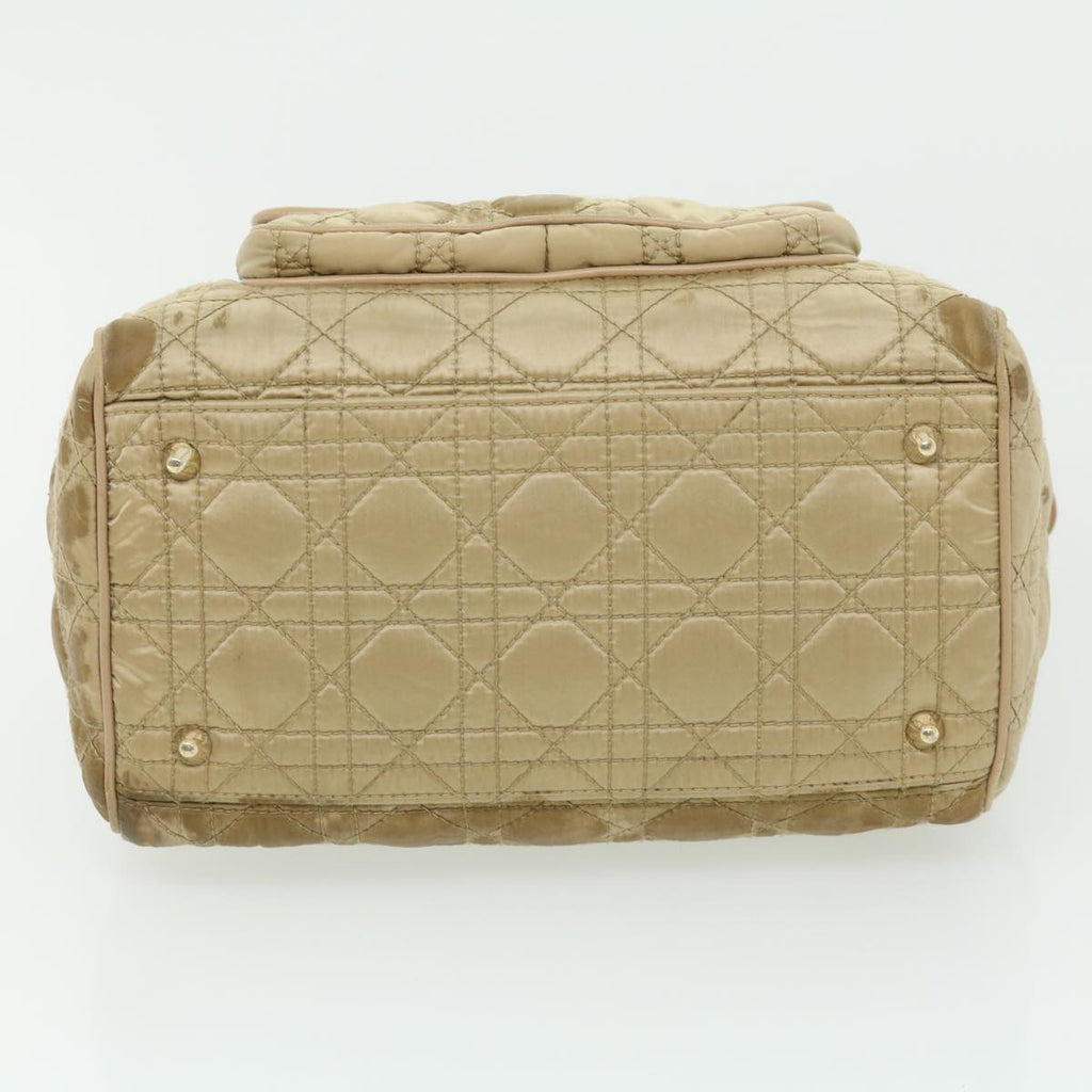 CHRISTIAN DIOR Canage Lady Dior Hand Bag Nylon Beige  bs2219