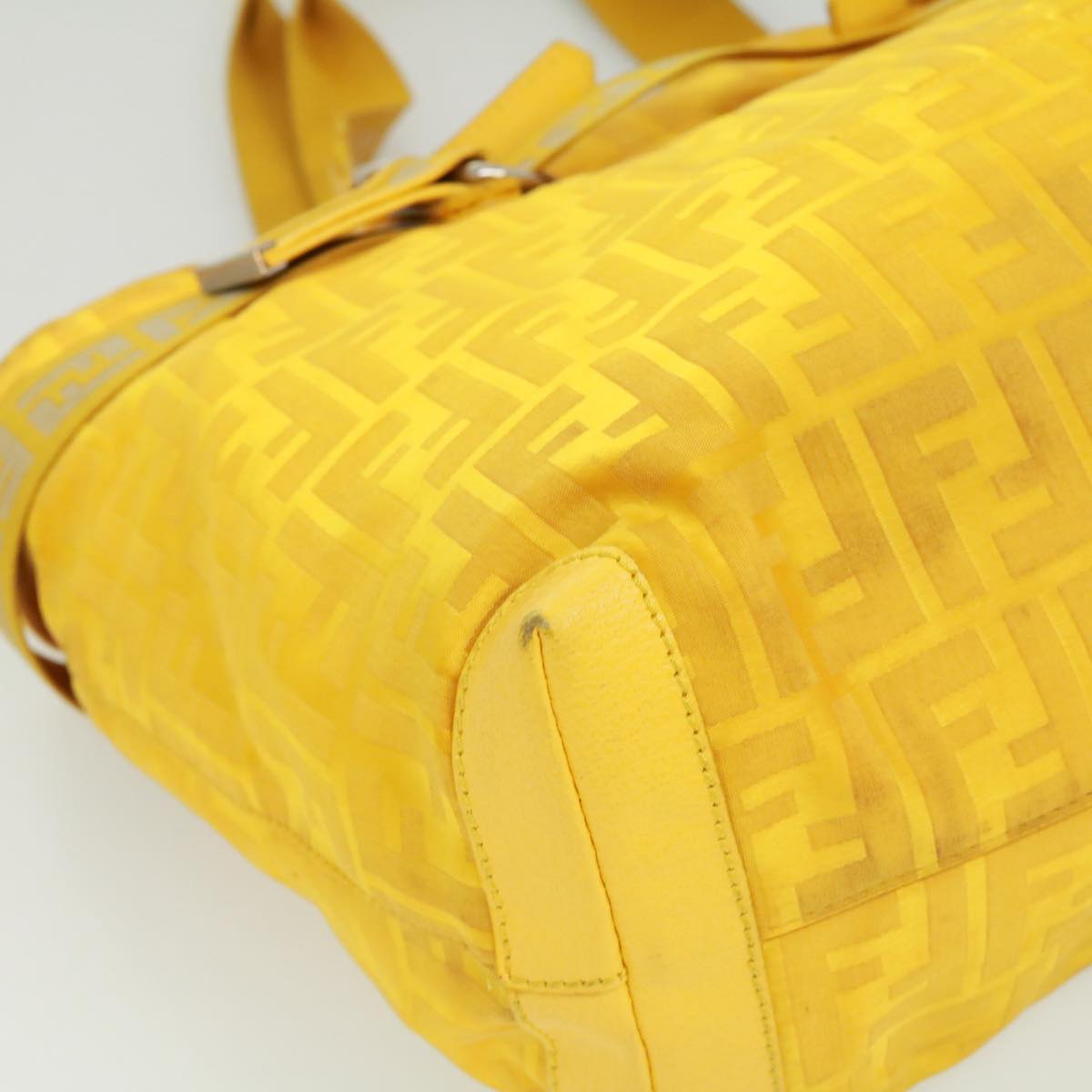 FENDI Zucca Canvas Tote Bag Nylon Yellow Auth bs2911
