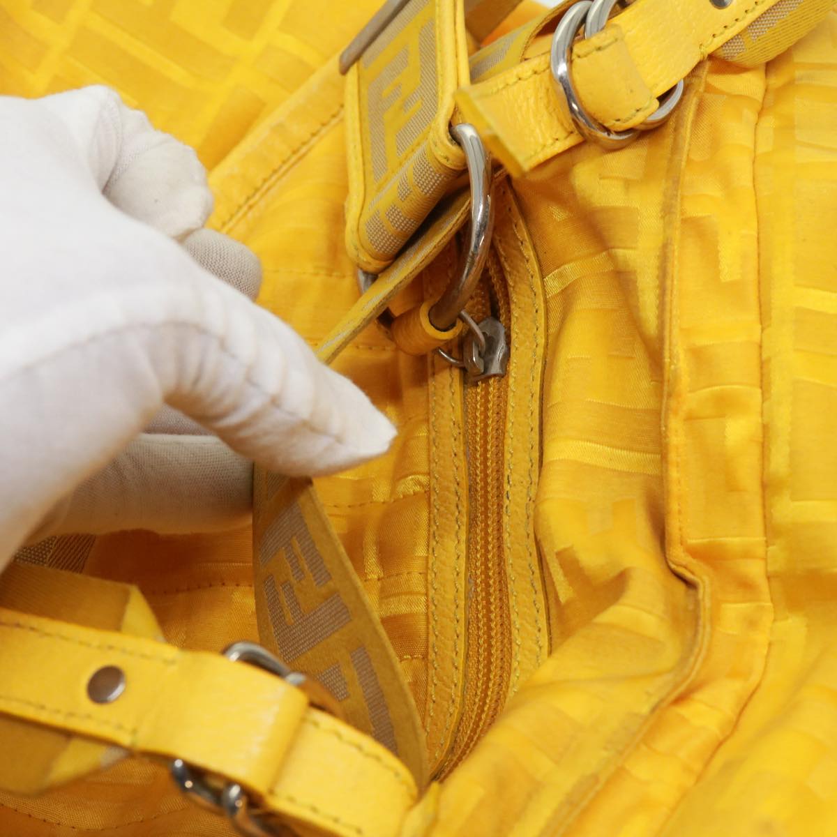 FENDI Zucca Canvas Tote Bag Nylon Yellow  bs2911