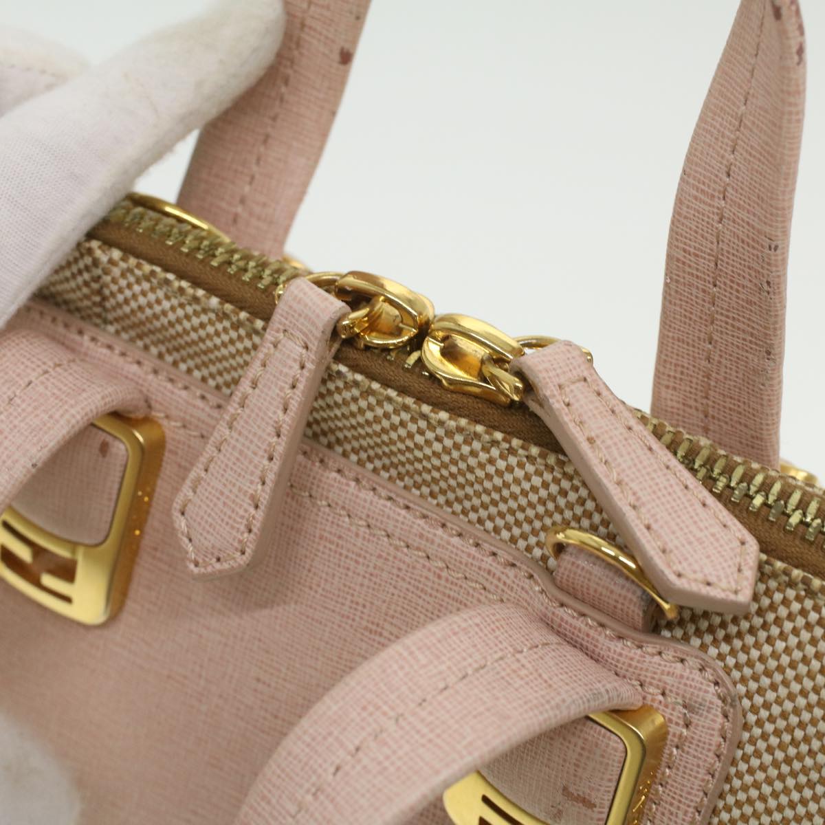 FENDI Hand Bag Leather Canvas 2way Pink  bs3819