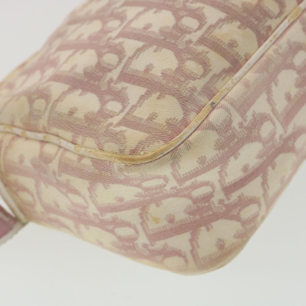 CHRISTIAN DIOR Trotter Canvas Flower Shoulder Bag Pink  bs4587