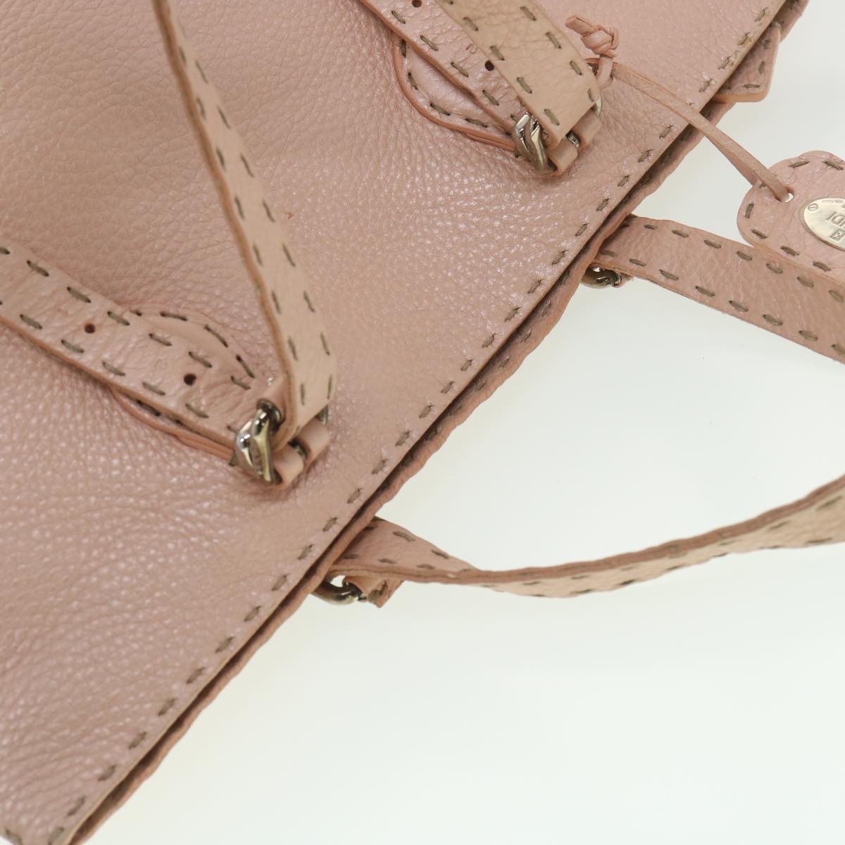 FENDI Celeria Tote Bag Leather Pink Auth bs4616