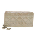 CHRISTIAN DIOR Lady Dior Wallet Patent leather Beige 02-LU-0172  bs4860