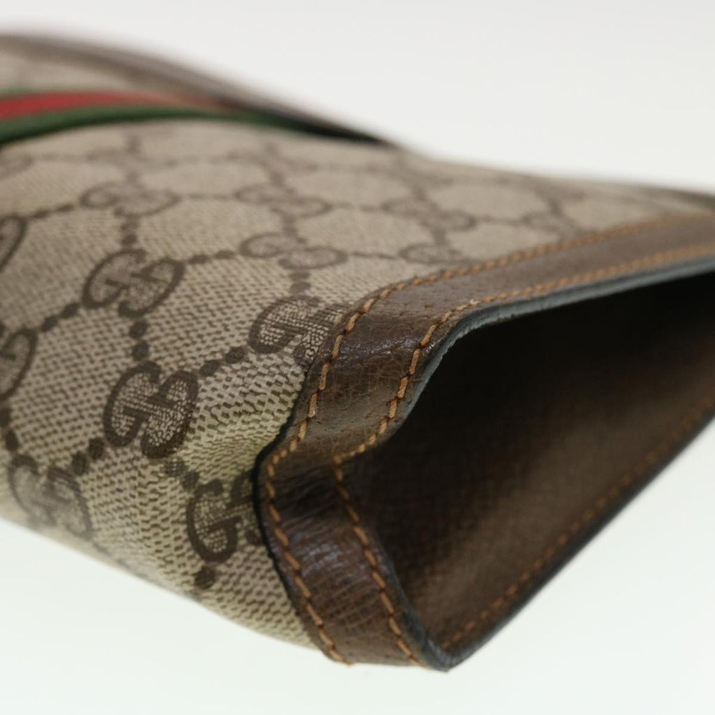 GUCCI GG Canvas Web Sherry Line Clutch Bag Beige Red Green 89.01.001  bs5999