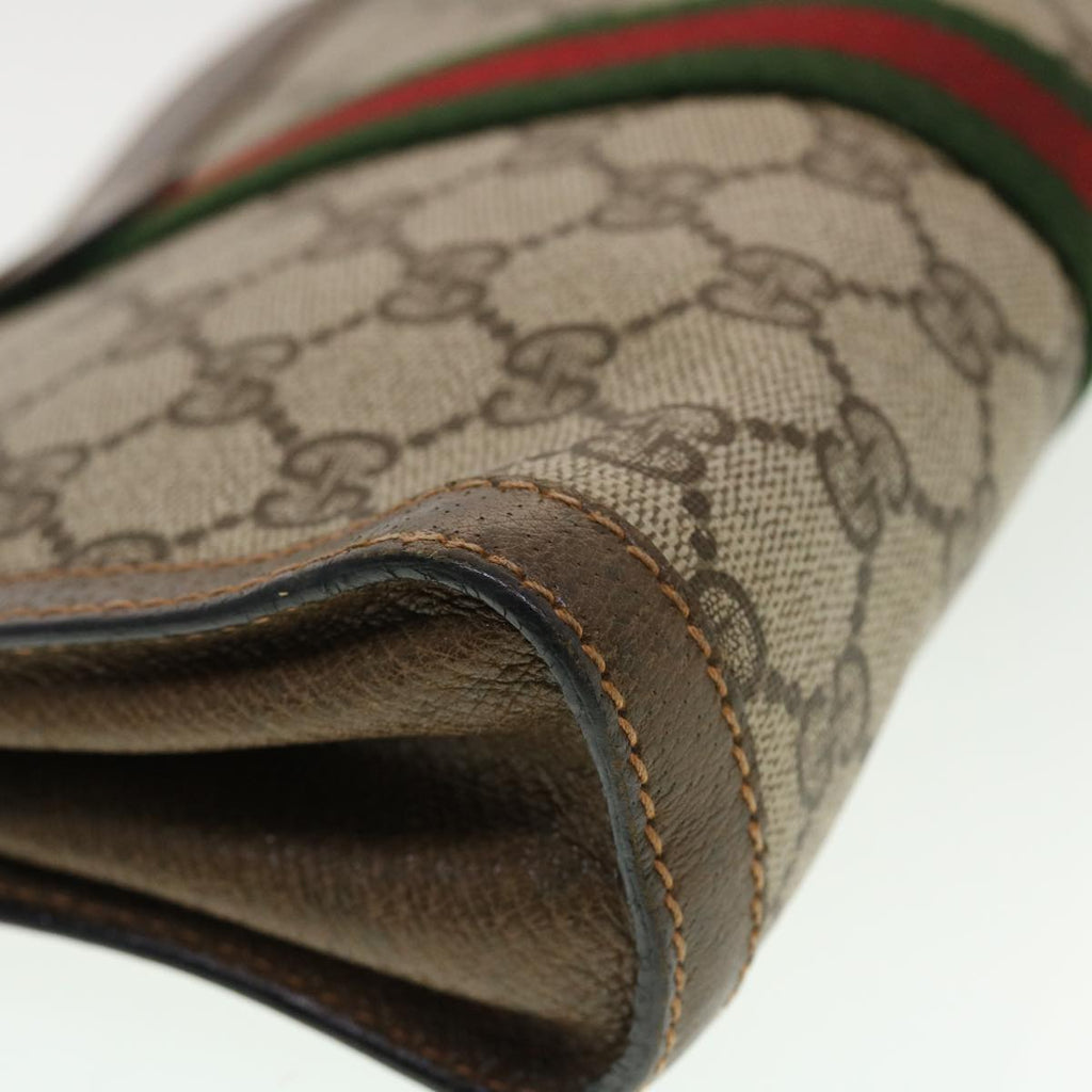 GUCCI GG Canvas Web Sherry Line Clutch Bag Beige Red Green 89.01.001  bs5999
