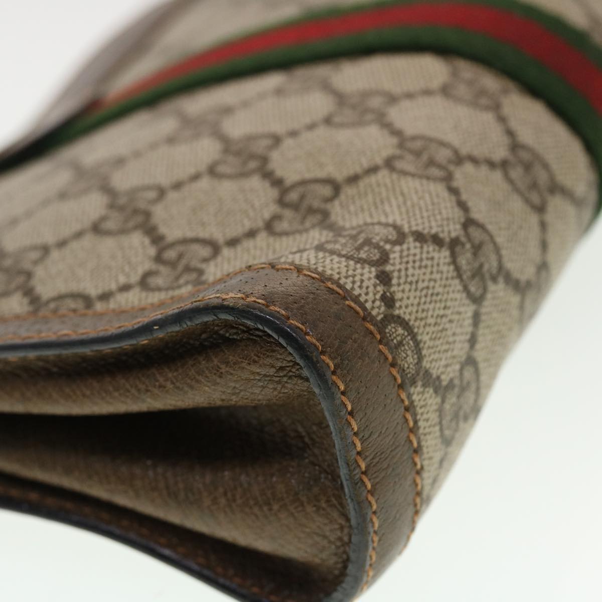 GUCCI GG Canvas Web Sherry Line Clutch Bag Beige Red Green 89.01.001  bs5999