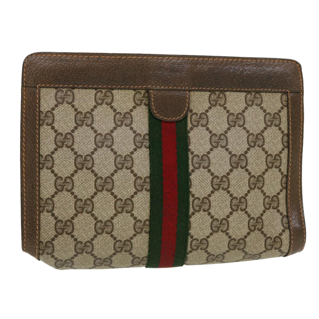 GUCCI GG Canvas Web Sherry Line Clutch Bag Beige Red Green 89.01.001  bs5999