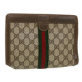 GUCCI GG Canvas Web Sherry Line Clutch Bag Beige Red Green 89.01.001  bs5999