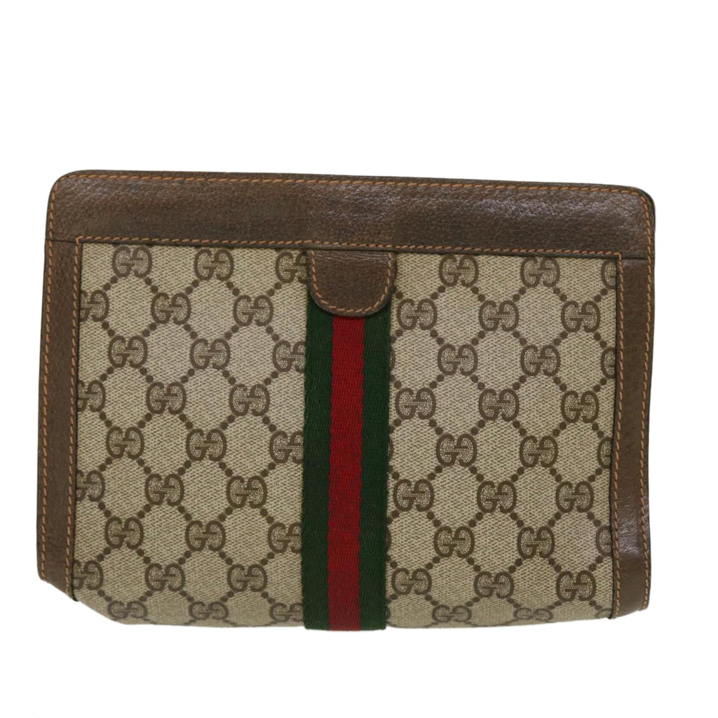 GUCCI GG Canvas Web Sherry Line Clutch Bag Beige Red Green 89.01.001  bs5999