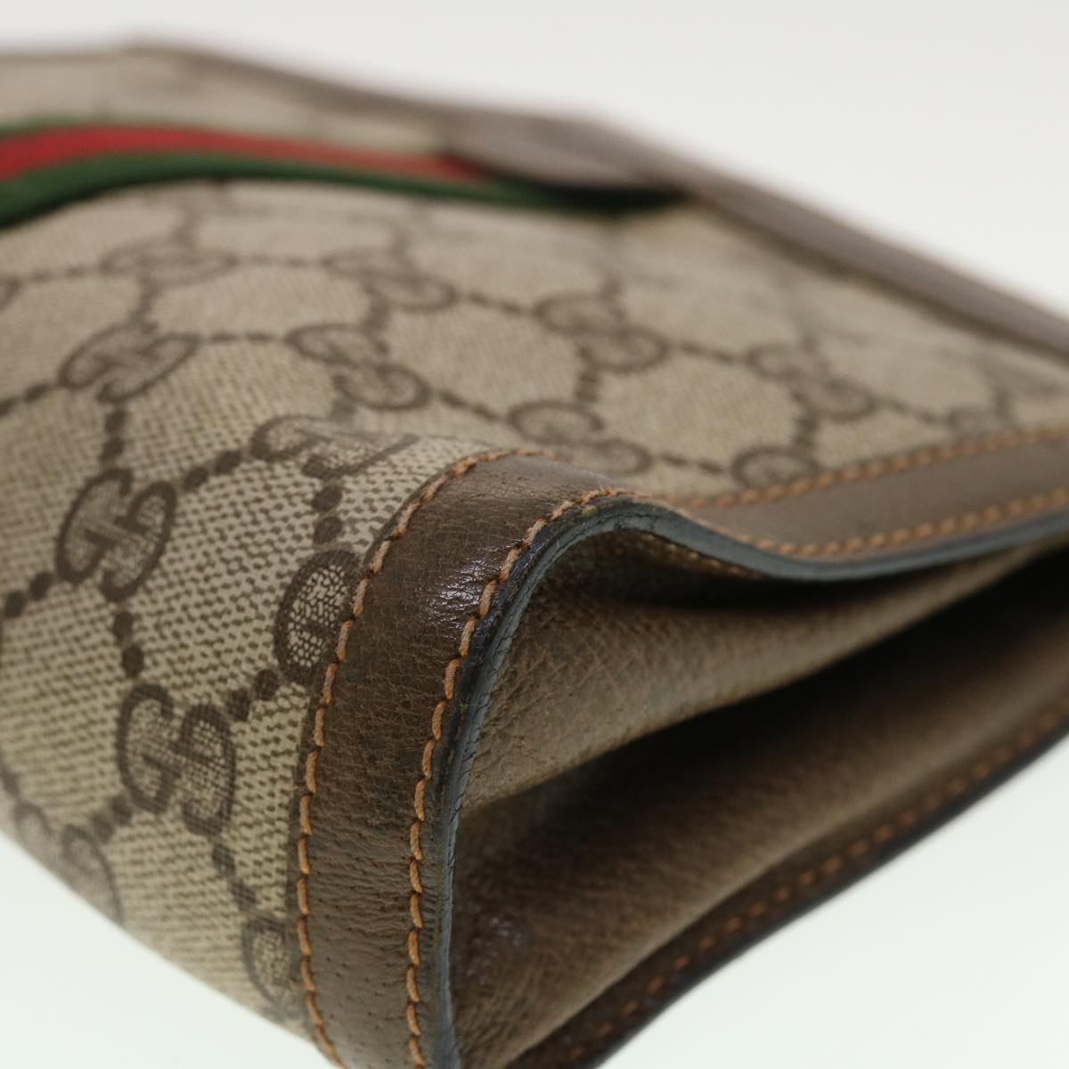 GUCCI GG Canvas Web Sherry Line Clutch Bag Beige Red Green 89.01.001  bs5999