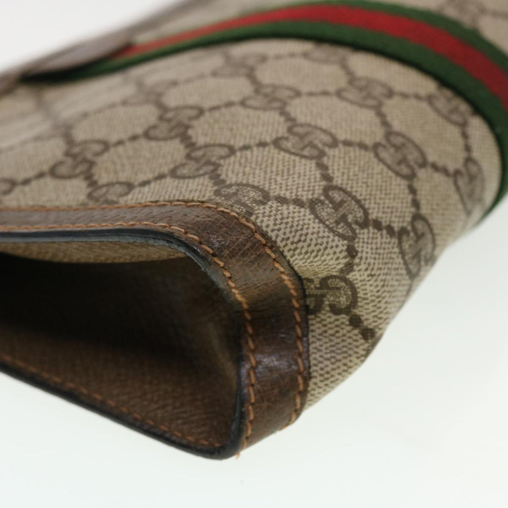GUCCI GG Canvas Web Sherry Line Clutch Bag Beige Red Green 89.01.001  bs5999