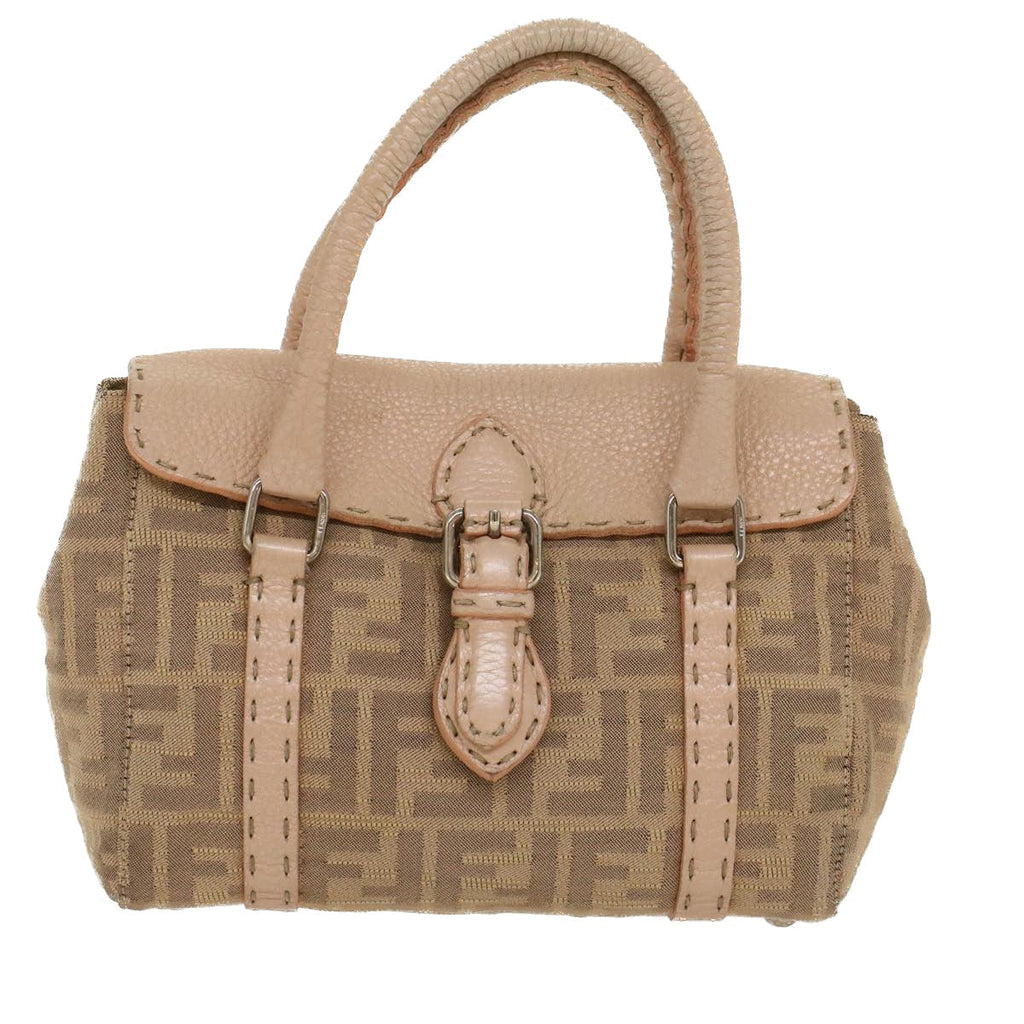 FENDI Zucca Canvas Linda Hand Bag Beige Pink  bs6036