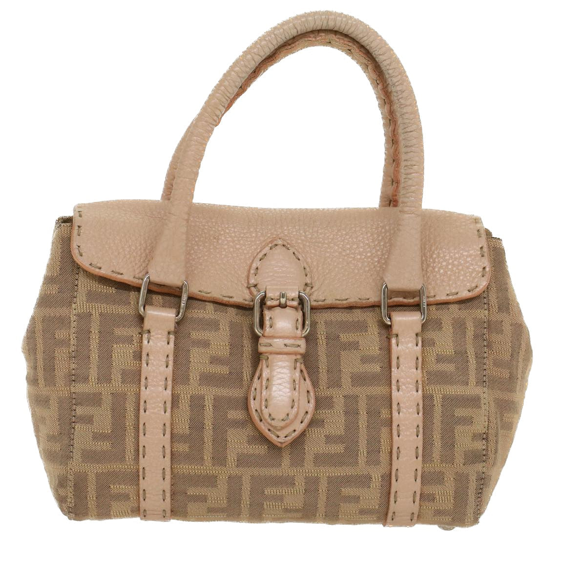 FENDI Zucca Canvas Linda Hand Bag Beige Pink  bs6036