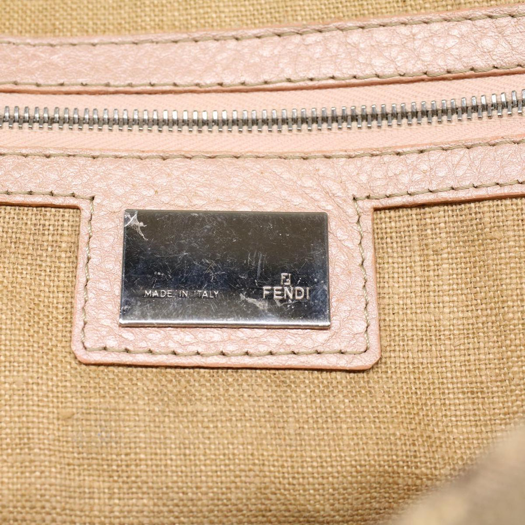 FENDI Zucca Canvas Linda Hand Bag Beige Pink Auth bs6036