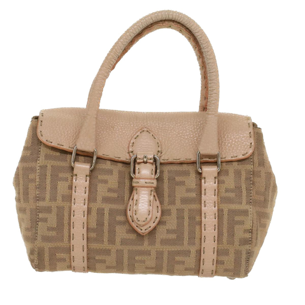 FENDI Zucca Canvas Linda Hand Bag Beige Pink  bs6036